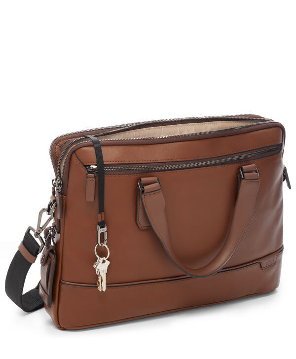 Tumi leather sale messenger bag