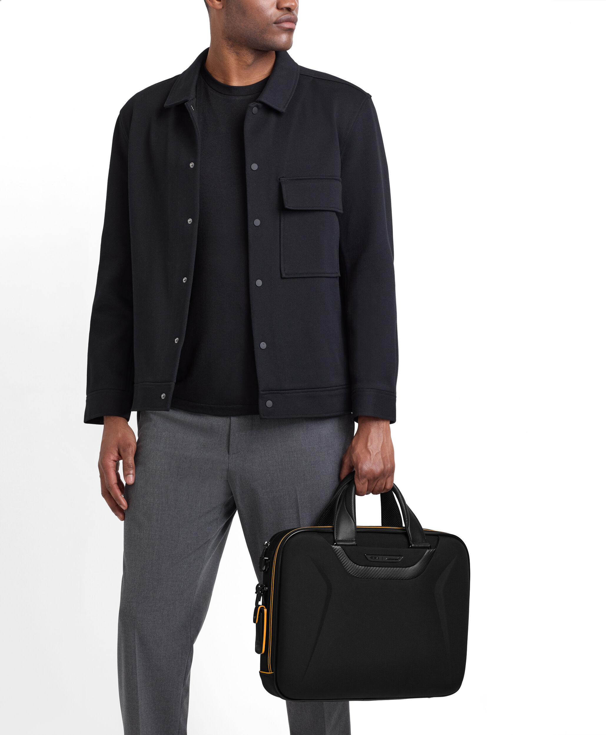 Tumi black leather briefcase on sale