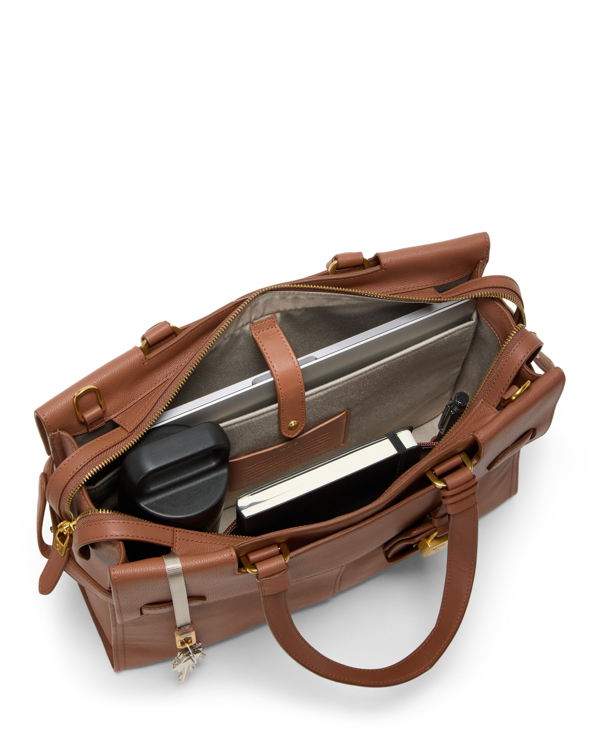 美品 TUMI ビジネスバッグ ブラウン TUMI Harrison Sycamore Slim Brief in Cognac - 1502071221