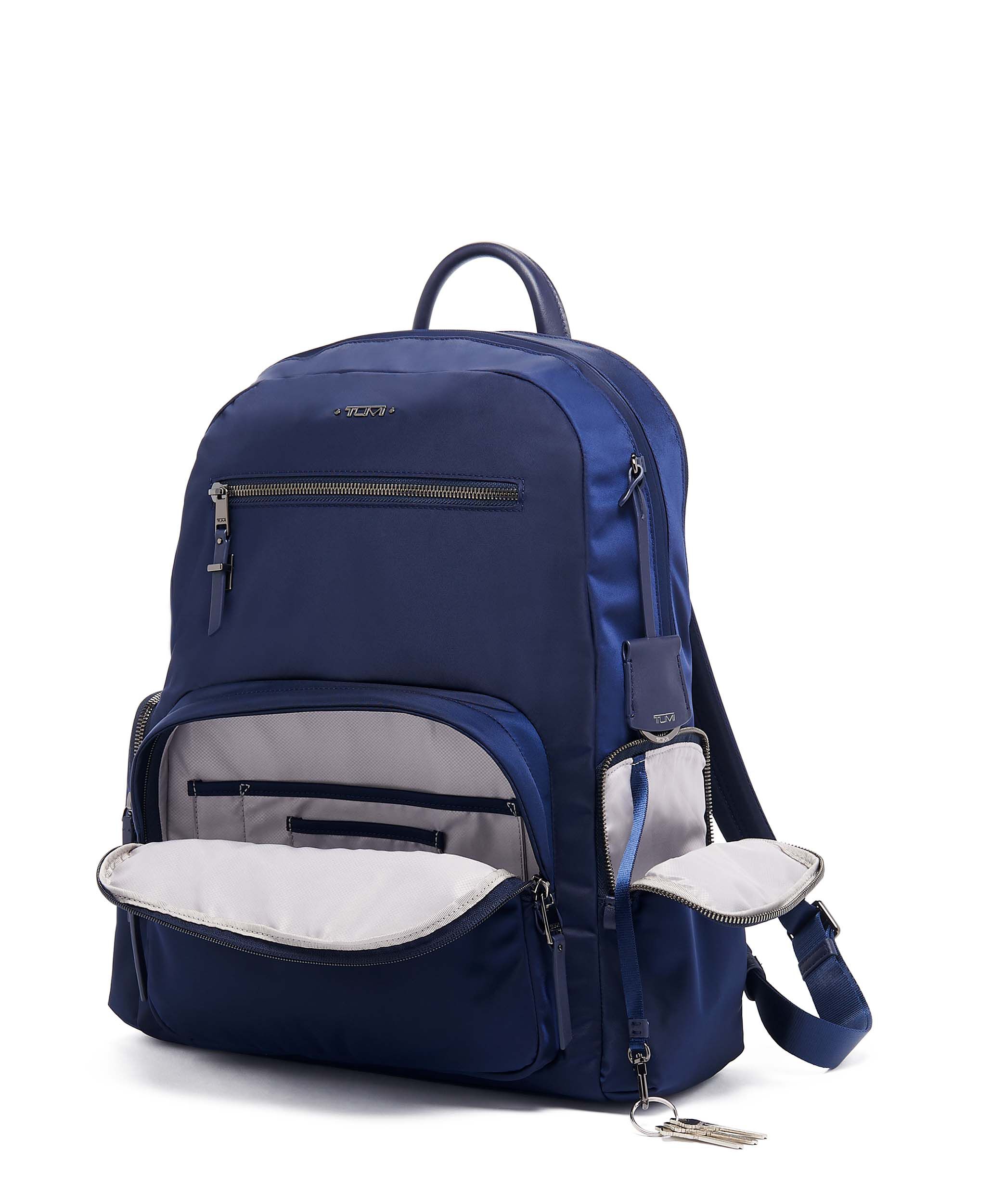 tumi navy blue backpack