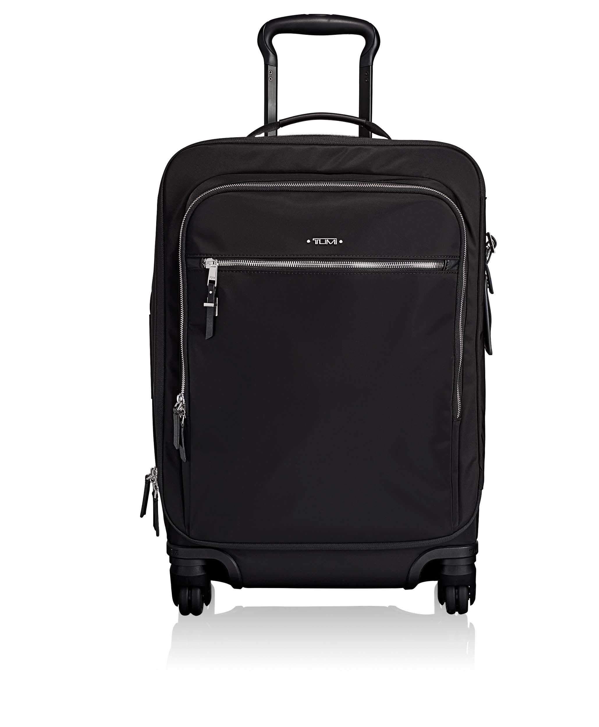 tumi silver suitcase