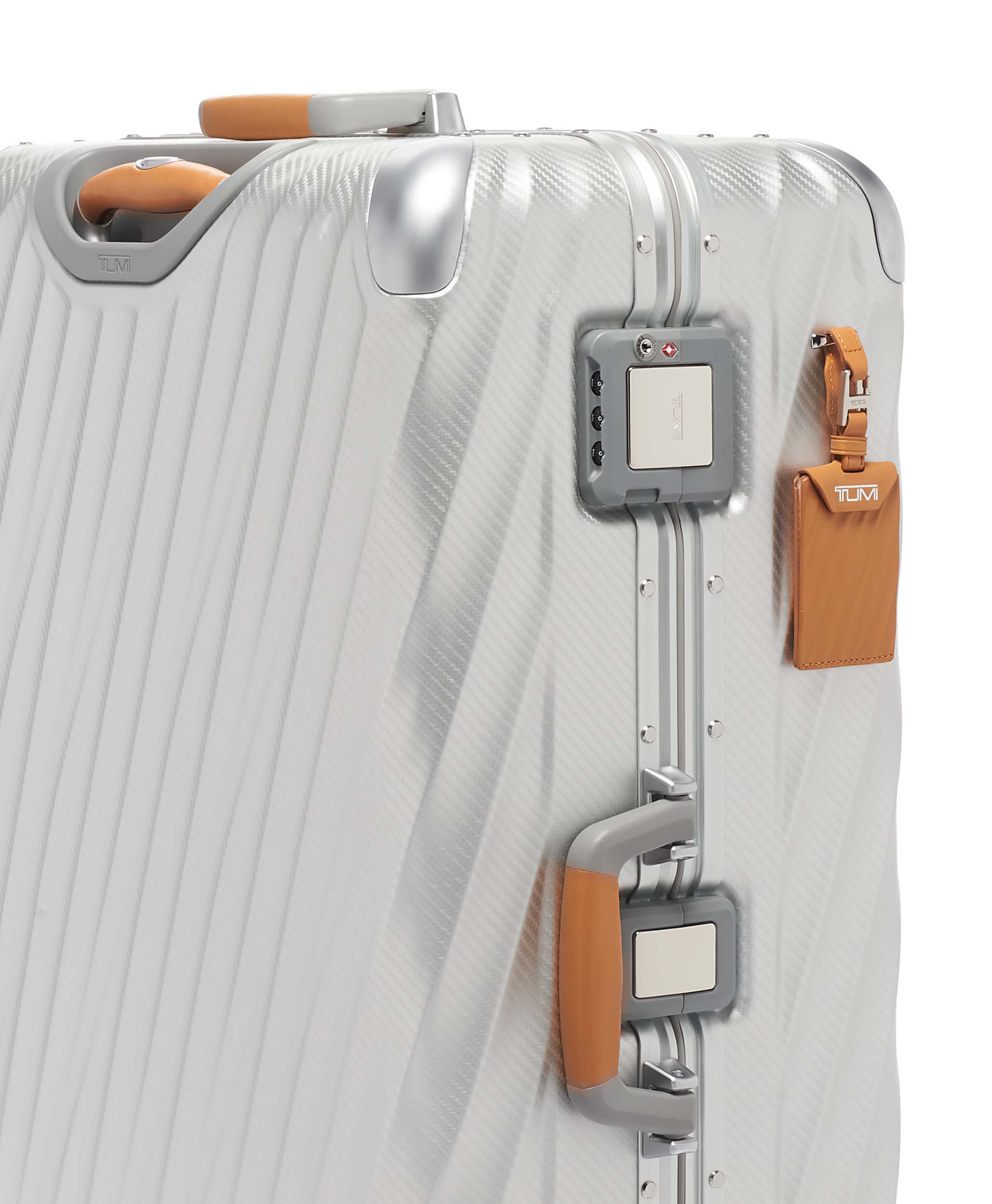 Tumi shop silver suitcase