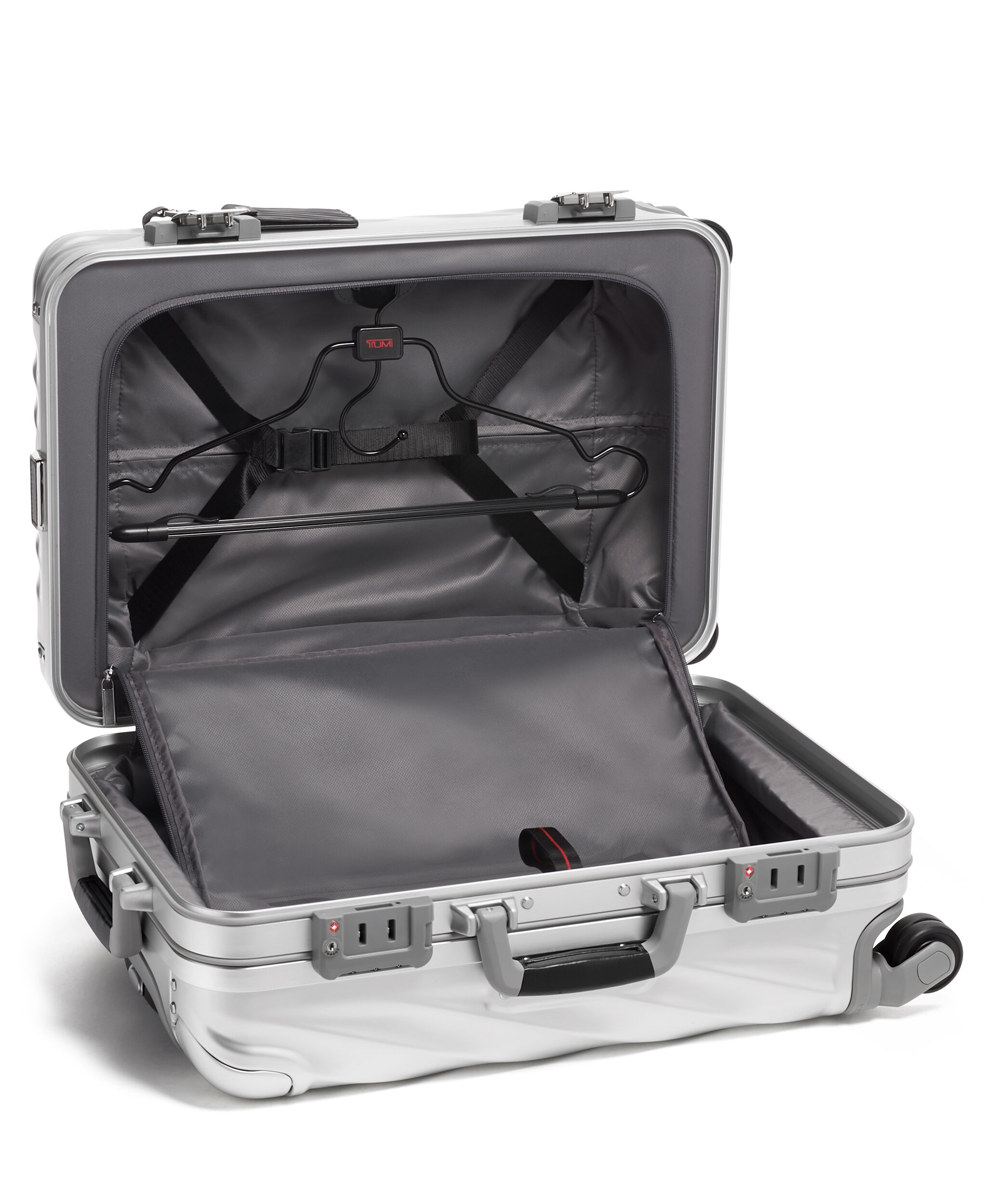 Tumi silver cheap suitcase