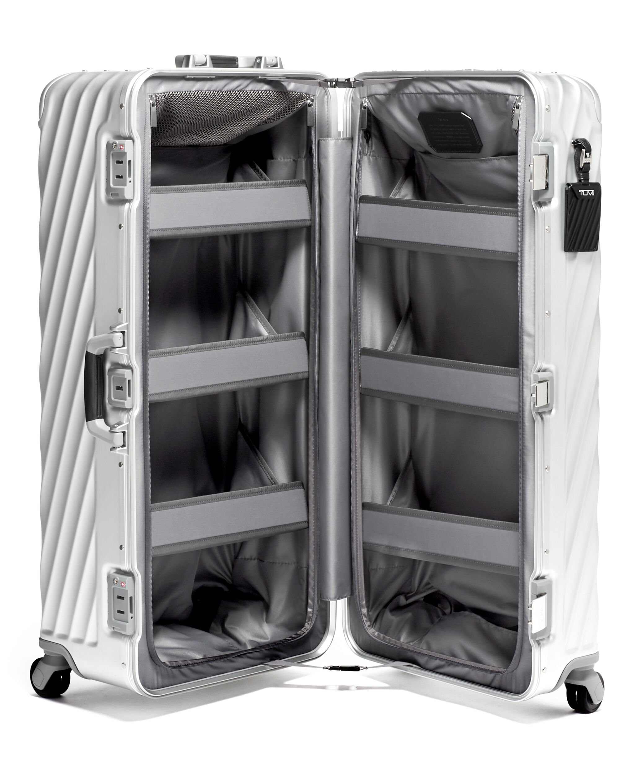 Tumi silver cheap suitcase