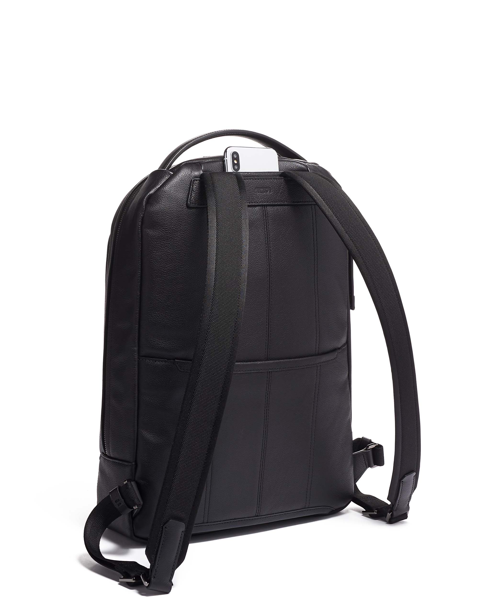Tumi Bradner Grained Leather Backpack in Black Womens Bags Backpacks 
