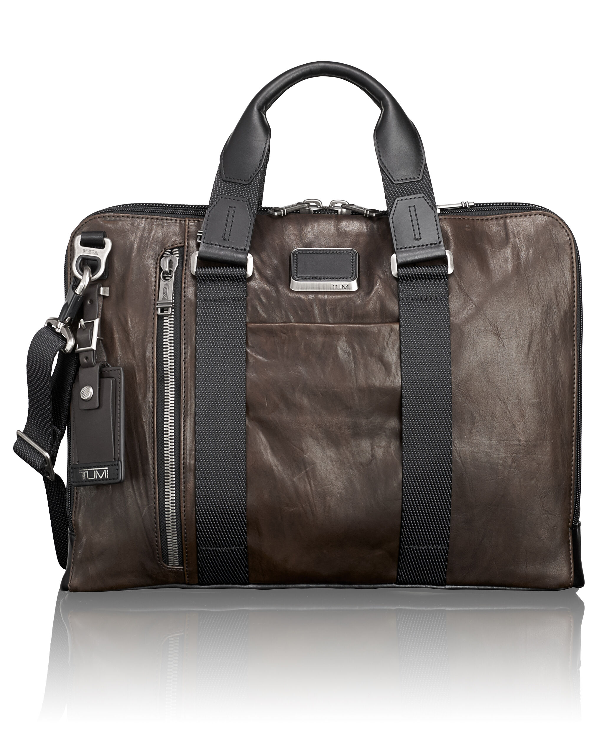 tumi aviano slim brief leather